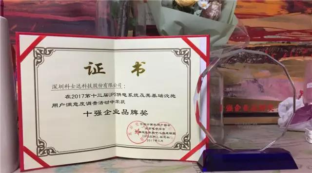 科士達(dá)榮膺年度十強(qiáng)企業(yè)品牌獎(jiǎng)